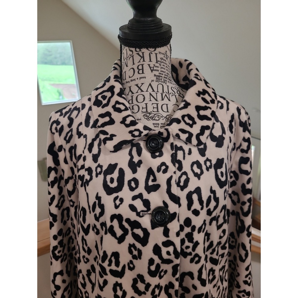 Chico's Snow Leopard Print swing jacket cream blk career office Women SZ M/8 - Picture 5 of 12